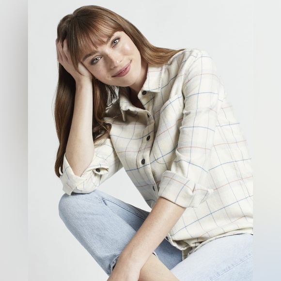 Pendleton WOMEN'S GIRLFRIEND DOUBLE-BRUSHED FLANNEL SHIRT Cream Neutral - Picture 2 of 9